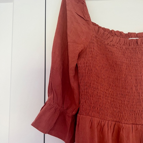 Rust square neck midi dress - S - Picture 6 of 6